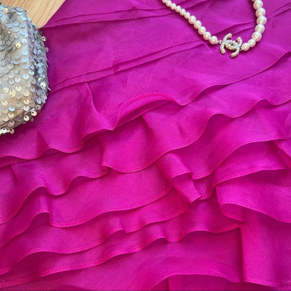 Theia Silk Organza layered ruffle Strapless Dress - Picture 2 of 6